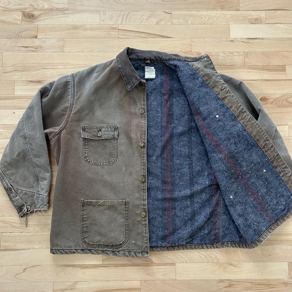 Vintage Carhartt C02CHT Duck Blanket-Lined Chore Coat USA Made XL Brown - Picture 2 of 9